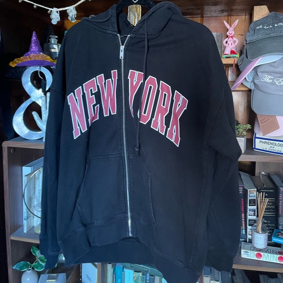 Brandy Melville Tops Brandy Melville Black New York Zip Up Hoodie